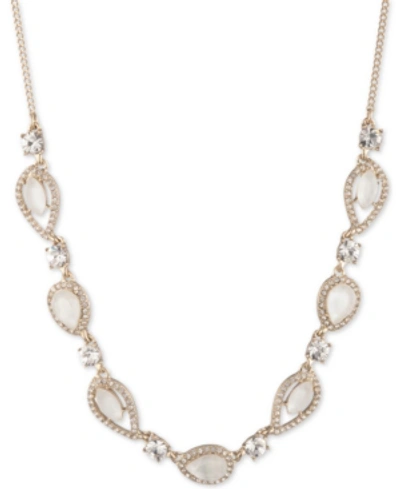 Shop Givenchy Gold-tone Crystal & Stone Collar Necklace, 16" + 3" Extender In White