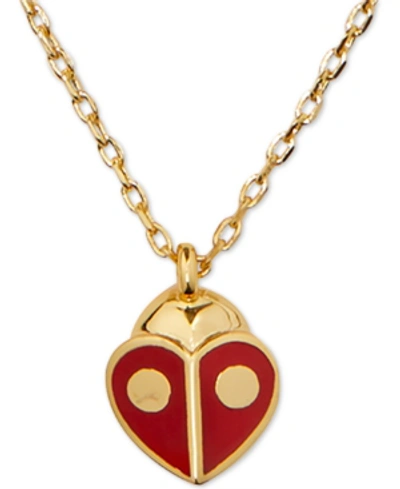 Shop Kate Spade Gold-tone Red Ladybug Mini Pendant Necklace, 16" + 3" Extender