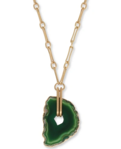 Shop Robert Lee Morris Soho Agate Pendant Necklace, 31" + 2" Extender In Green