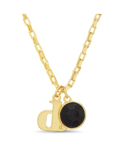 Shop Catherine Malandrino Women's Gold-tone Black Rhinestone "d" Initial Necklace