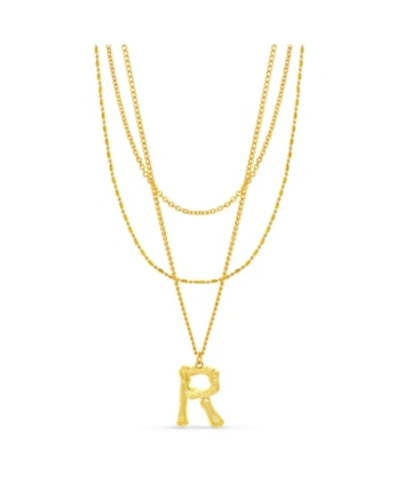 Shop Catherine Malandrino Women's Gold-tone Triple Layered "r" Initial Necklace