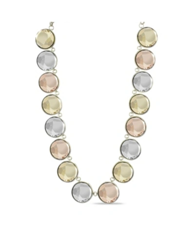 Shop Kensie Gold-tone, Rose Gold-tone And Silver-tone Circle Stone Necklace In Multi