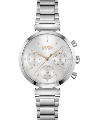 Shop Hugo Boss Women's Chronograph Flawless Stainless Steel Bracelet Watch 36mm In Silver