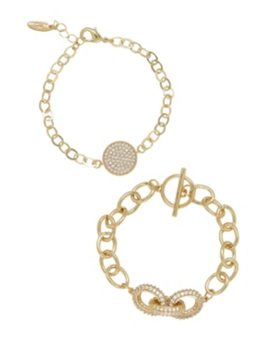 Ettika Mixed Crystal Disc Link Chain Women's Bracelet Set In Gold