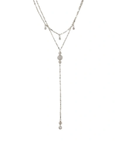 Shop Ettika Carmine Layered Crystal Lariat Women's Necklace In Silver