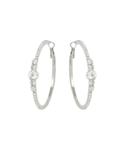 Ettika Crystal Embellished Hoop Earrings In Silver