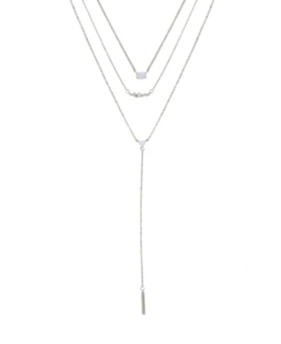 Ettika Layered Opal Lariat Women's Necklace Set Of 3 In Silver