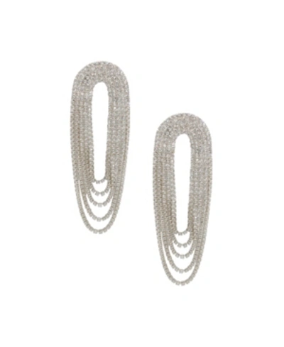 Shop Ettika Crystal Drape Fringe Women's Earrings In Silver