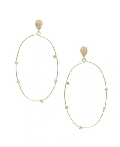 Shop Ettika Delicate Crystal Large Oval Hoop Women's Earrings In Gold