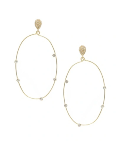 Ettika Delicate Crystal Large Oval Hoop Women's Earrings In Gold