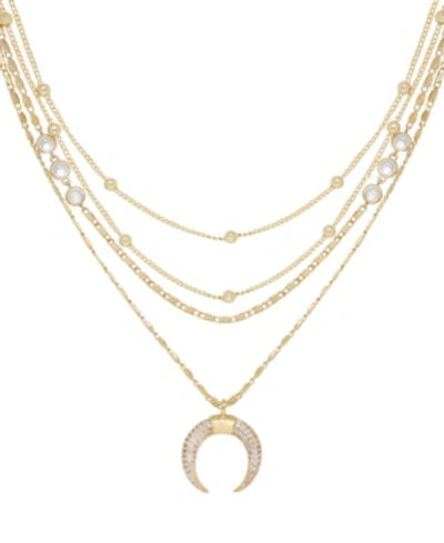 Ettika Women's Layered 18k Gold-plate & Crystal Crescent Horn Necklace In Gold