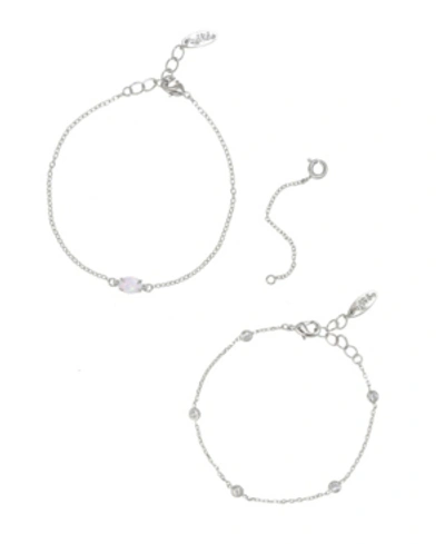 Shop Ettika Opal Crystal Dainty Women's Bracelet Set With Extender Add On In Silver