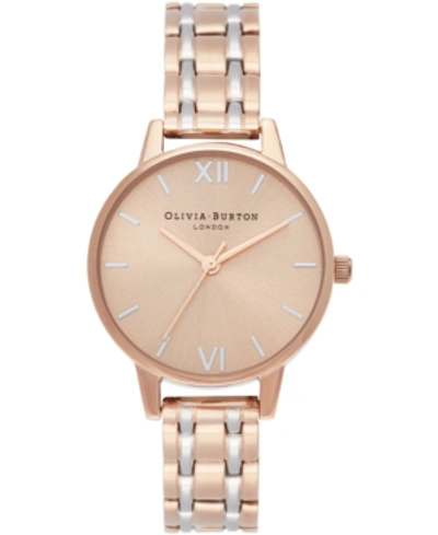 Shop Olivia Burton Women's England Two-tone Stainless Steel Bracelet Watch 30mm In Two Tone Rose Gold & Silver