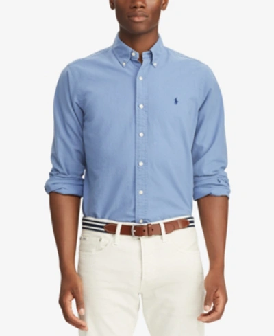Shop Polo Ralph Lauren Men's Big & Tall Classic Fit Long-sleeve Oxford Shirt In Bastille Blue