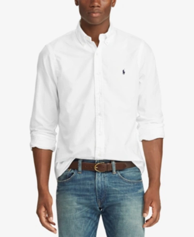 Shop Polo Ralph Lauren Men's Classic-fit Garment-dyed Oxford Shirt In White