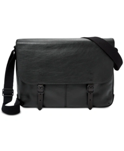 Shop Fossil Men's Leather Buckner Messenger Bag In Black