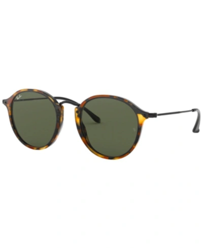 Shop Ray Ban Ray-ban Sunglasses, Rb2447 Round Fleck In Tortoise Black/green
