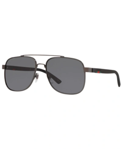 Shop Gucci Polarized Sunglasses, Gg0422s 60 In Silver Shiny / Grey Polar