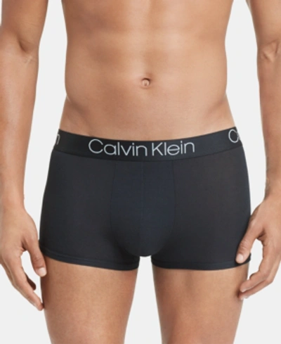 Shop Calvin Klein Men's Ultra-soft Modal Trunks In Black W/ White Logo