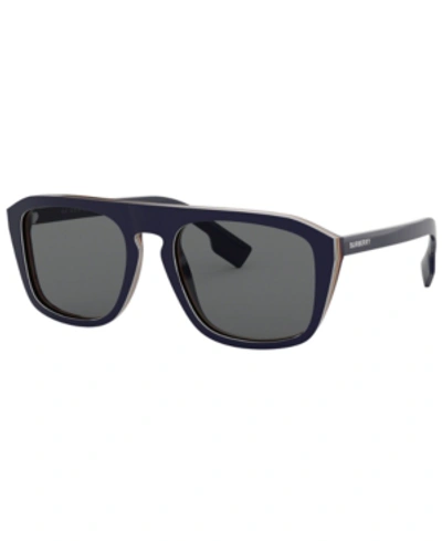 Shop Burberry Sunglasses, Be4286 55 In Check Multilayer Blue/grey