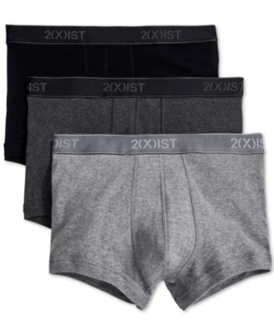 Shop 2(x)ist Men's Essential No-show Trunks 3-pack In Black/heather Grey/charcoal Heather