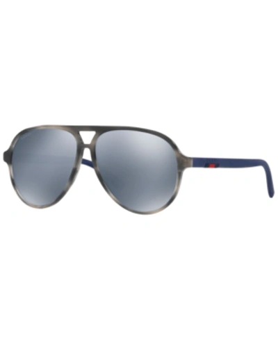 Shop Gucci Sunglasses, Gg0423s 60 In Tortoise Grey/grey Mirror