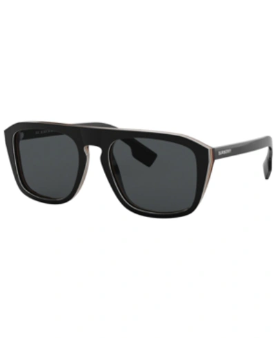 Shop Burberry Polarized Sunglasses, Be4286 55 In Check Multilayer Black/polar Grey