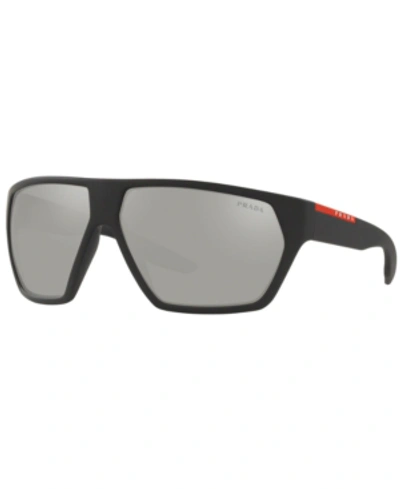 Shop Prada Sunglasses, Ps 08us 67 In Black Rubber/light Grey Mirror Silver