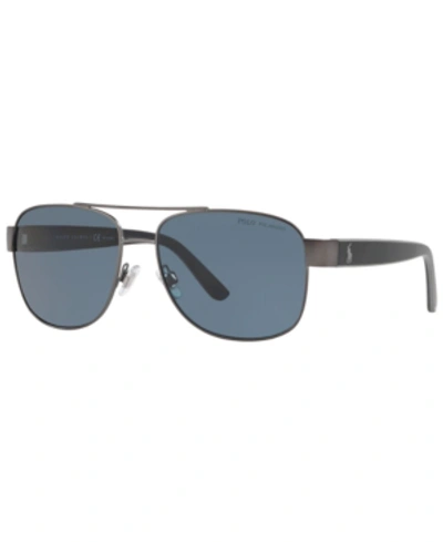 Shop Polo Ralph Lauren Polarized Sunglasses, Ph3122 59 In Matte Dark Gunmetal/polar Grey