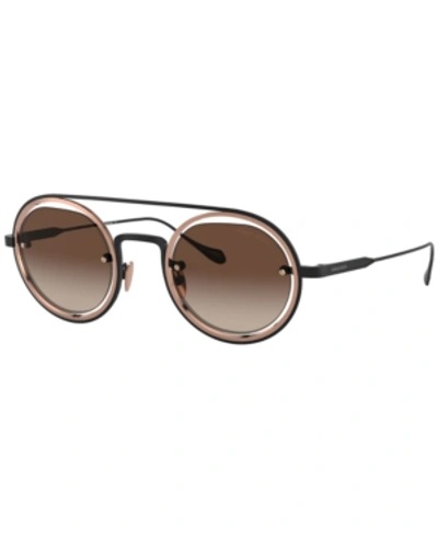 Shop Giorgio Armani Sunglasses, Ar6085 46 In Matte Black/bronze/brown Gradient