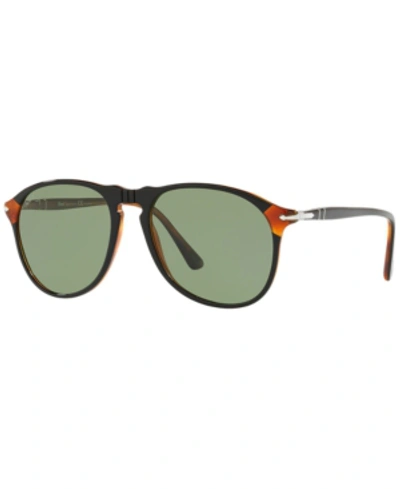 Shop Persol Polarized Sunglasses, Po6649sm 55 In Black/polar Green