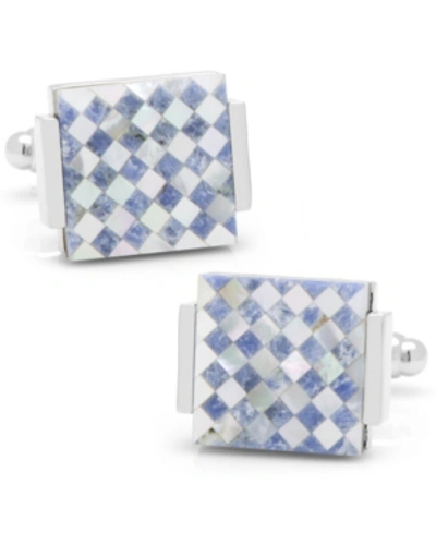 Shop Cufflinks, Inc Floating Mother Of Pearl Checkered Cufflinks In Blue