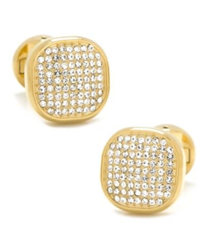 Shop Cufflinks, Inc Stainless Steel White Pave Crystal Cufflinks In Gold