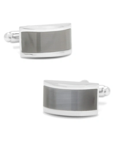 Shop Cufflinks, Inc Grey Cat's Eye Bridged Cufflinks In Black