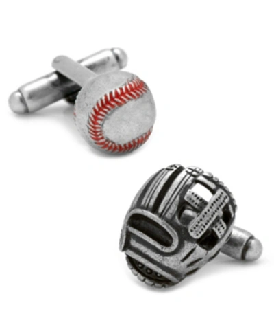 Shop Cufflinks, Inc Baseball And Glove Antique Cufflinks In Silver