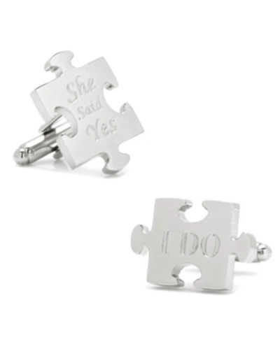 Shop Cufflinks, Inc Wedding Puzzle Pieces Cufflinks Pair In Silver