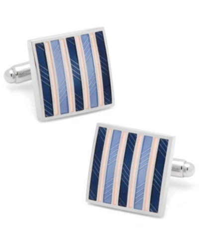 Shop Cufflinks, Inc Pink And Navy Striped Square Cufflinks In Blue