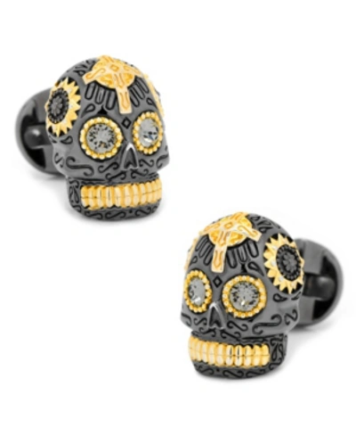 Shop Cufflinks, Inc Vermeil Day Of The Dead Skull Cufflinks In Gray