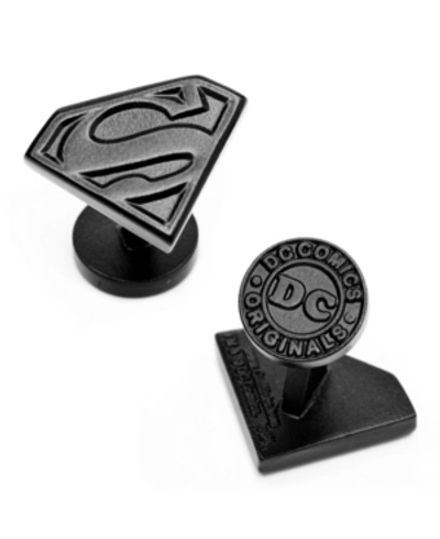 Shop Cufflinks, Inc Satin Superman Shield Cufflinks In Black