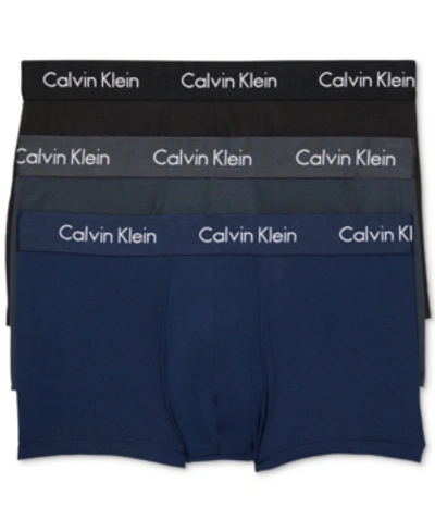 Shop Calvin Klein Men's 3 Pack Trunks In Black/mink/blue Shadow