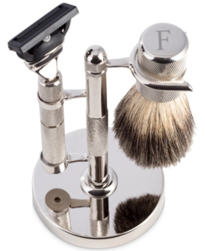 Shop Bey-berk Men's Monogrammed Razor & Brush Set In 'f'