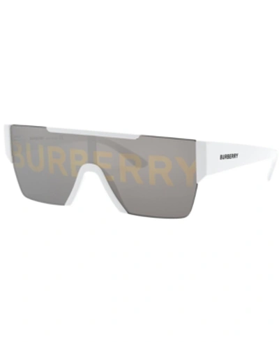 Shop Burberry Sunglasses, Be4291 38 In White/grey Tam  Silver/gold2