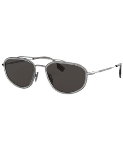 Shop Burberry Sunglasses, Be3106 56 In Gunmetal/transparent/grey