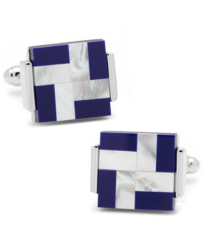 Shop Cufflinks, Inc Mother Of Pearl And Lapis Windmill Square Cufflinks In Blue