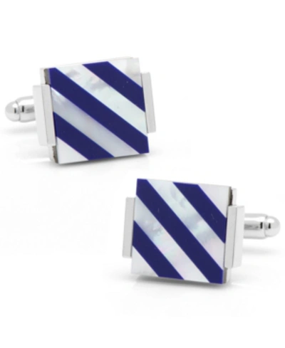 Shop Cufflinks, Inc Floating Mother Of Pearl Striped Cufflinks In Blue