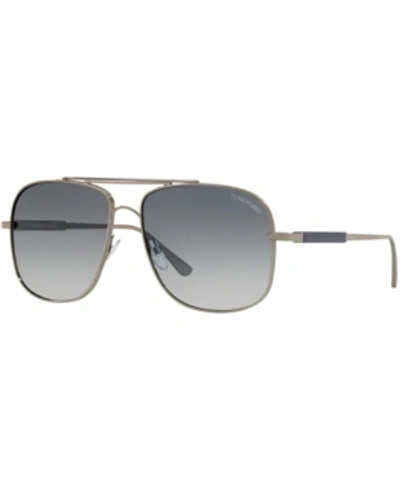 Shop Tom Ford Sunglasses, Ft0669 60 In Gunmetal Shiny/blue Grad
