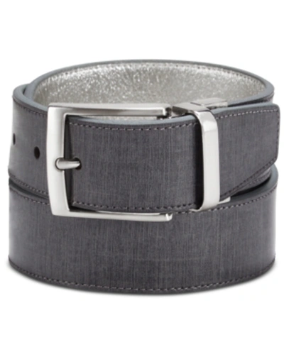 Shop Tallia Men's Reversible Belt In Grey/silver