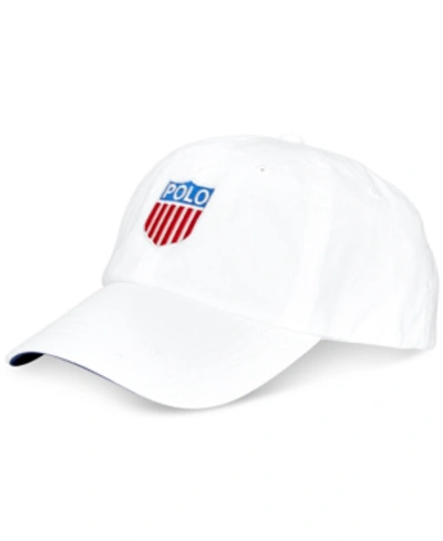 Shop Polo Ralph Lauren Men's Polo Shield Twill Chariots Cap In Pure White W/ Polo Crest