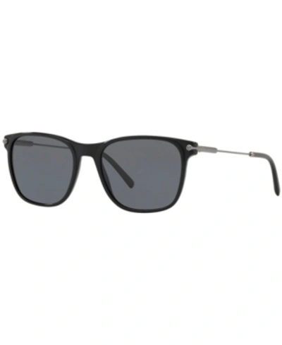 Shop Bvlgari Polarized Sunglasses, Bv7032 55 In Black/matte Black/polar Grey