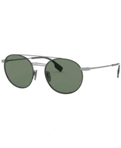 Shop Burberry Sunglasses, Be3109 53 In Gunmetal/matte Green/green